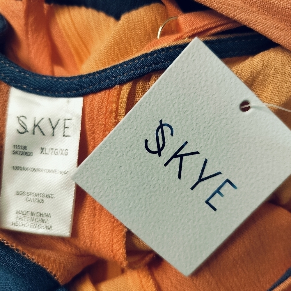 (1591) SKYE Emory Seashore Colorblocked Sleeveless Maxi Dress Size XL - Picture 12 of 13